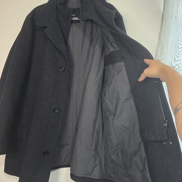 Boss Hugo Boss Charcoal Grey 100% Virgin Wool Coat Neutral - Picture 7 of 15